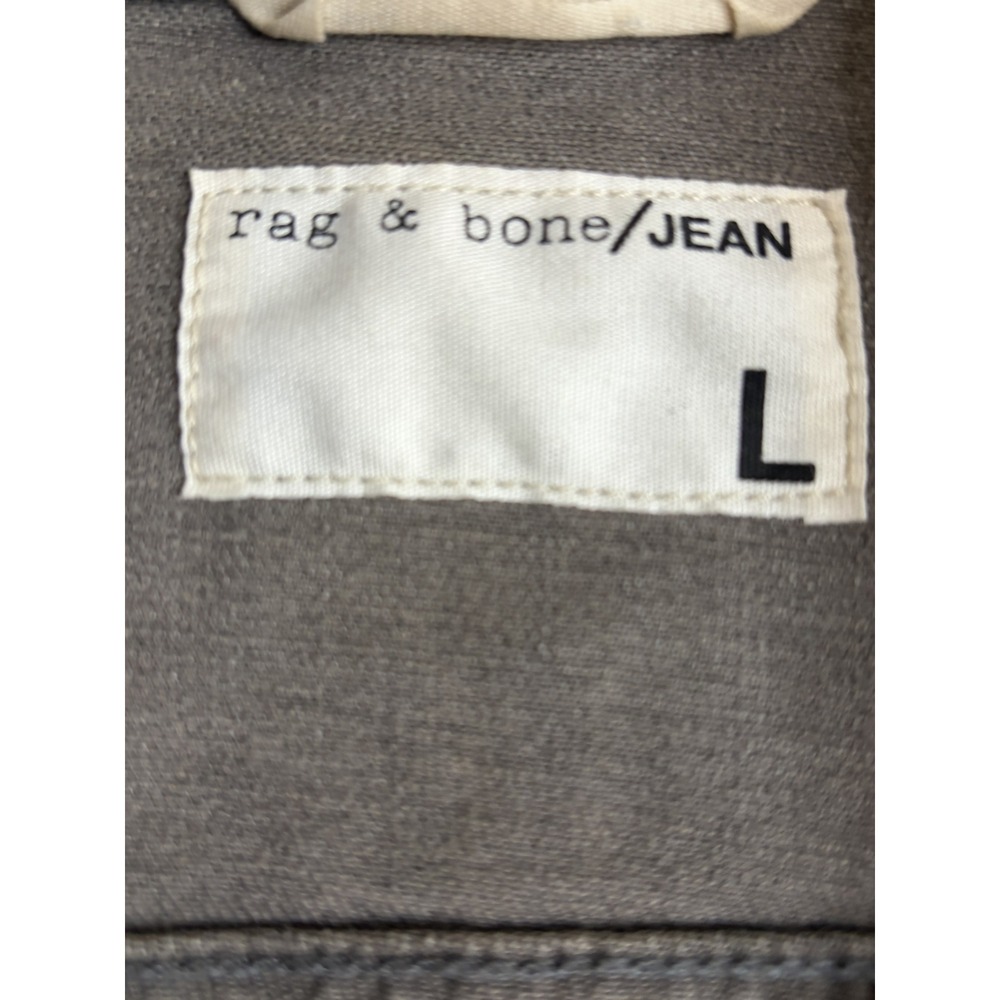 Rag & Bone JEAN Mixed Media Denim Leather Sleeve Jacket Grey Black W1402K302 L - Picture 7 of 9